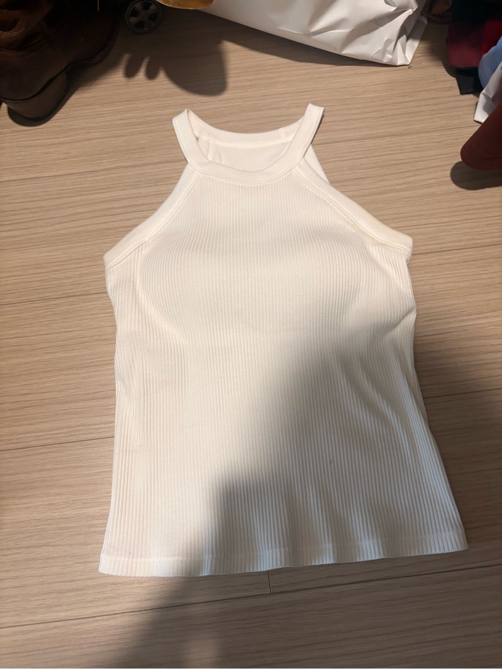 Uniqlo White Ribbed Halter Neck Tank